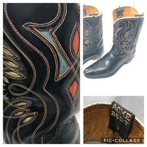 Acme black cowboy western boot 11.5 with cut outs